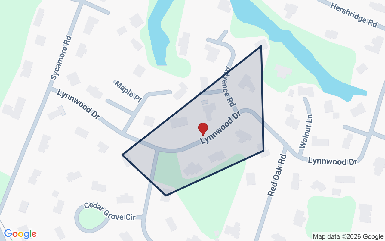 Map of Lynnwood with neighborhood boundary