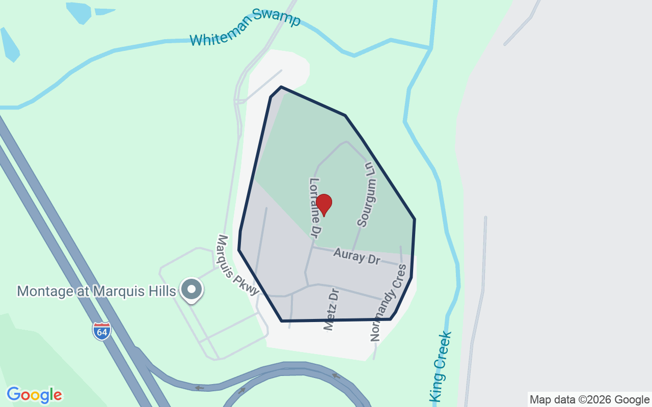 Map of Marquis Hills with neighborhood boundary