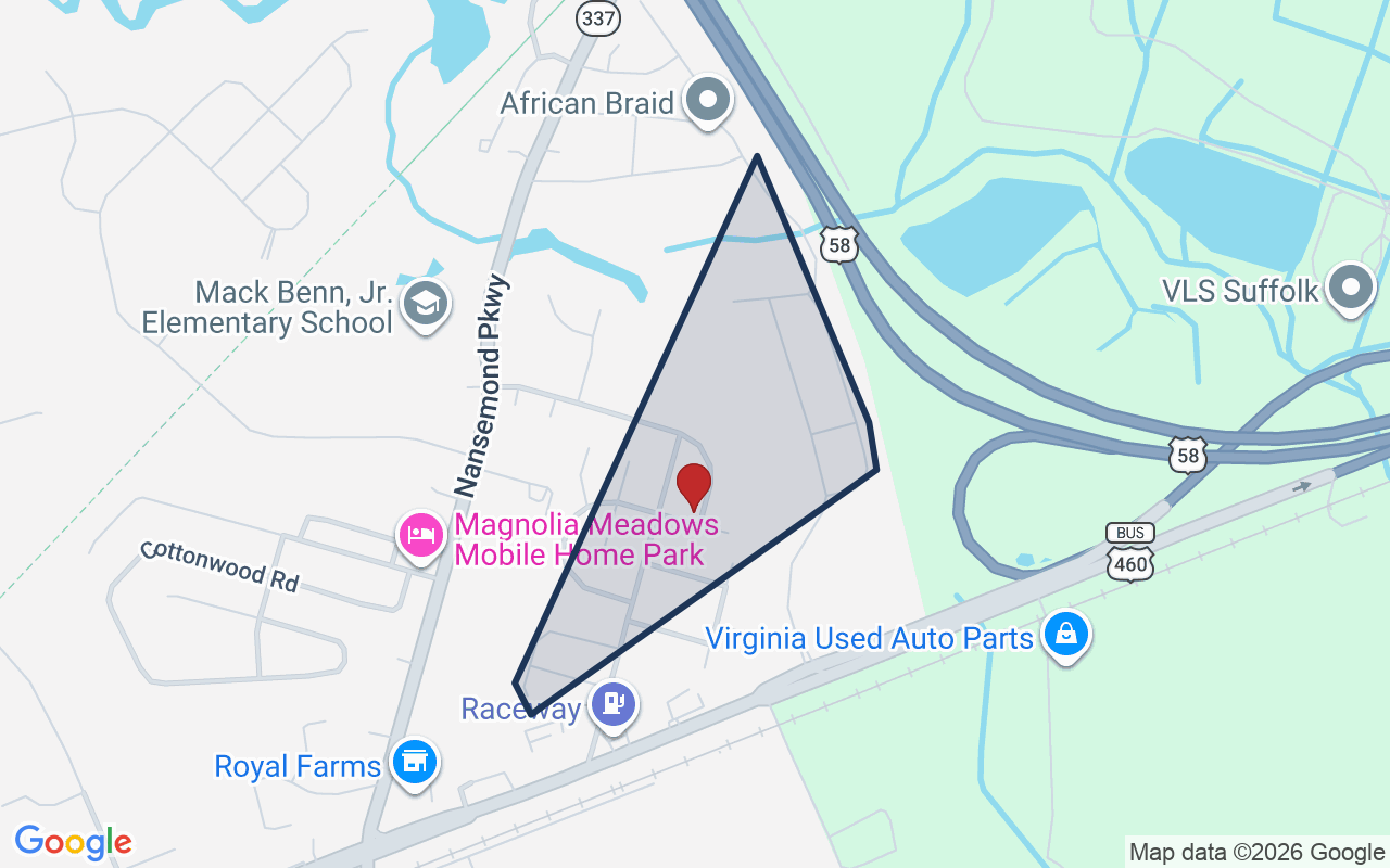 Map of Moores Pointe with neighborhood boundary