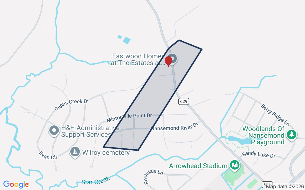 Map of Nansemond River Estates with neighborhood boundary