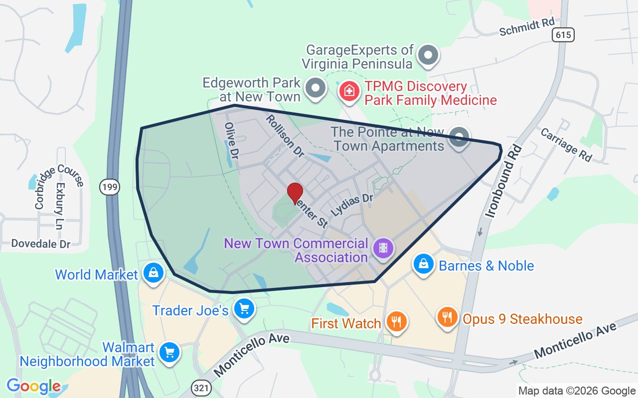 Map of New Town with neighborhood boundary
