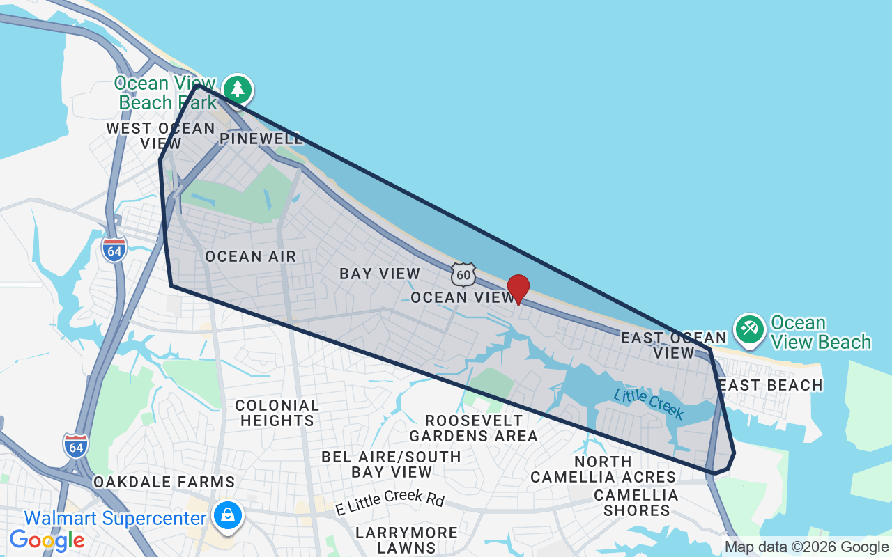Map of Ocean View with neighborhood boundary