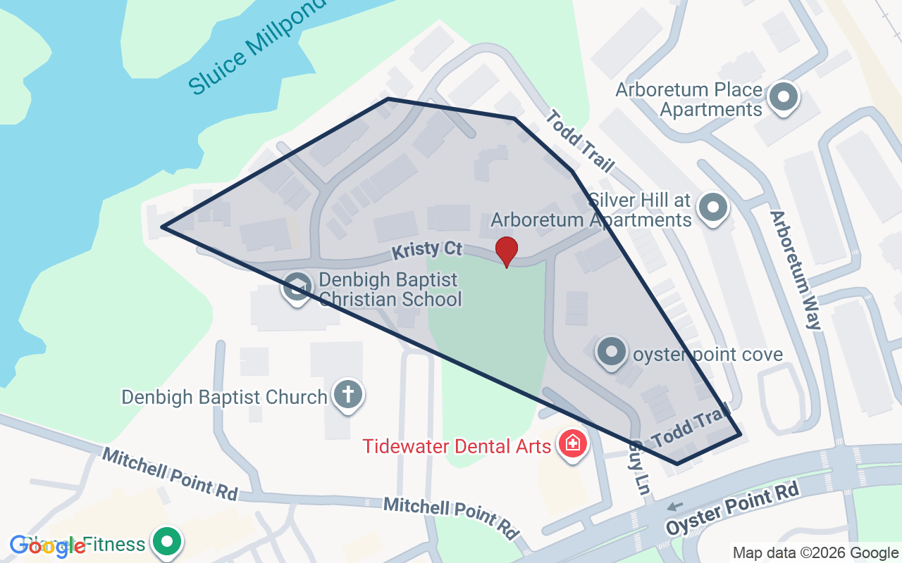 Map of Oyster Point with neighborhood boundary