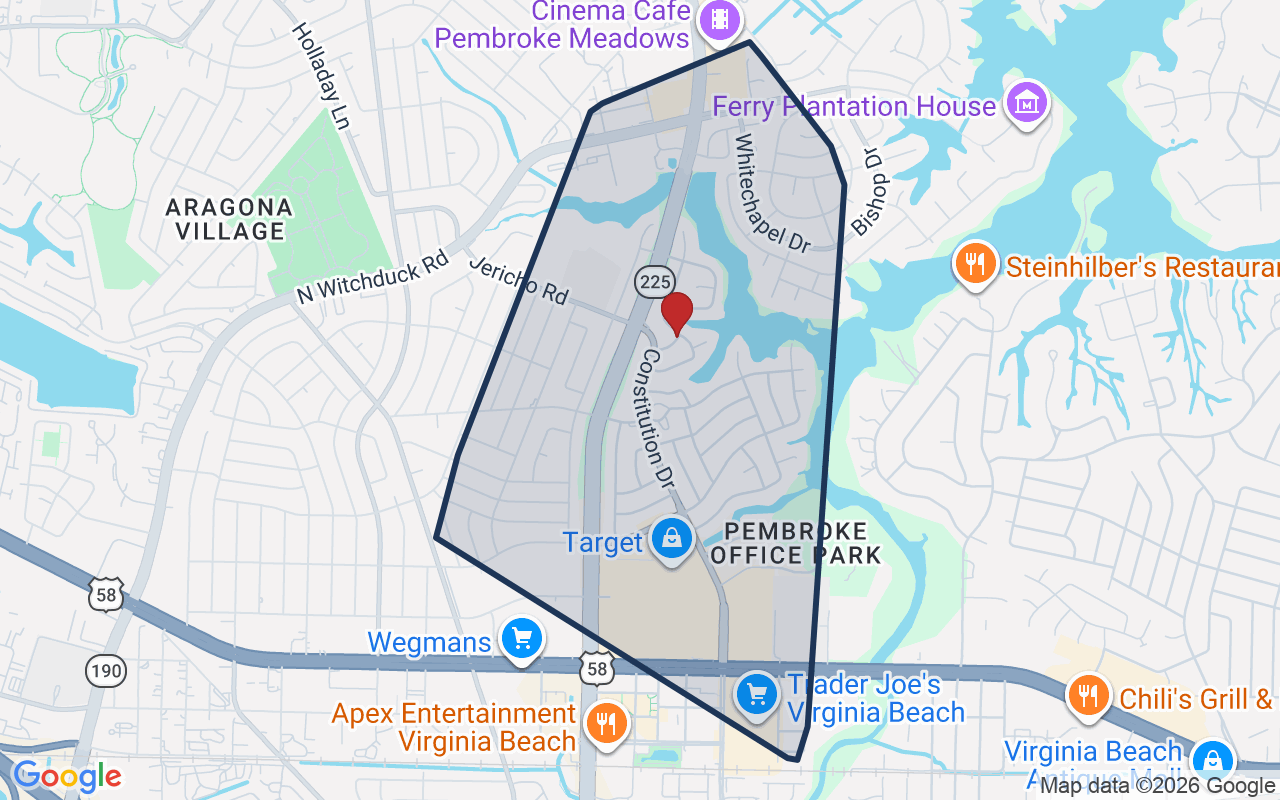 Map of Pembroke with neighborhood boundary