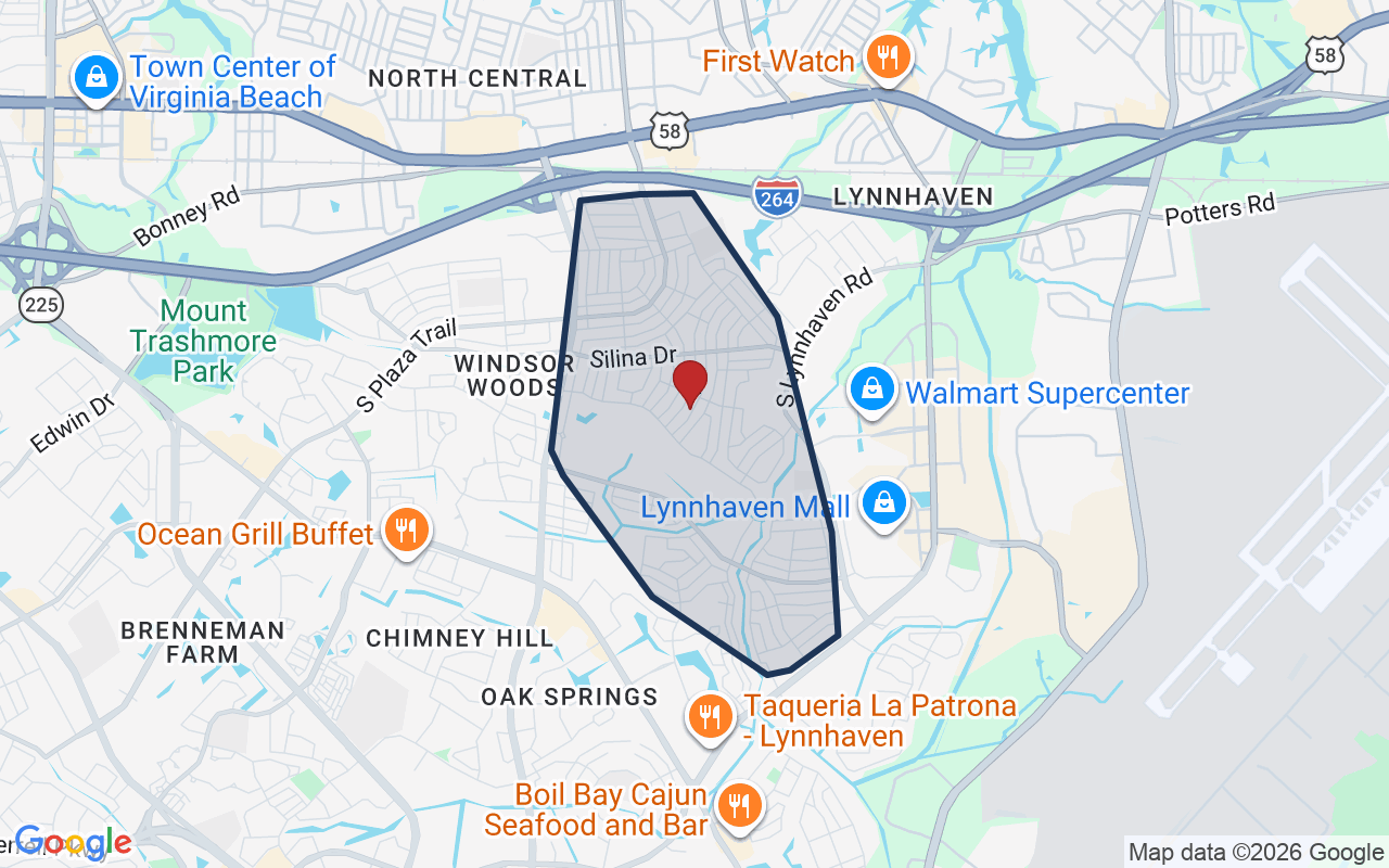 Map of Princess Anne with neighborhood boundary