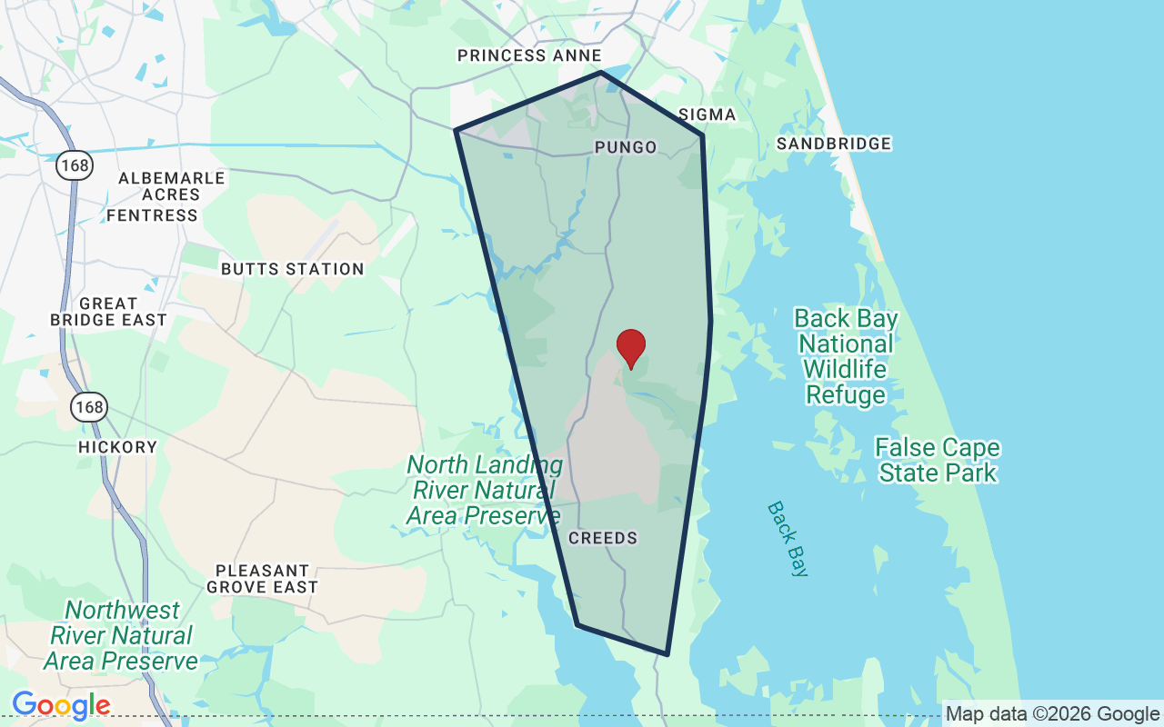 Map of Pungo with neighborhood boundary
