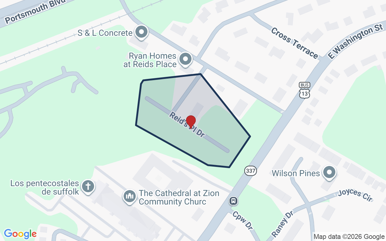 Map of Reids Place with neighborhood boundary