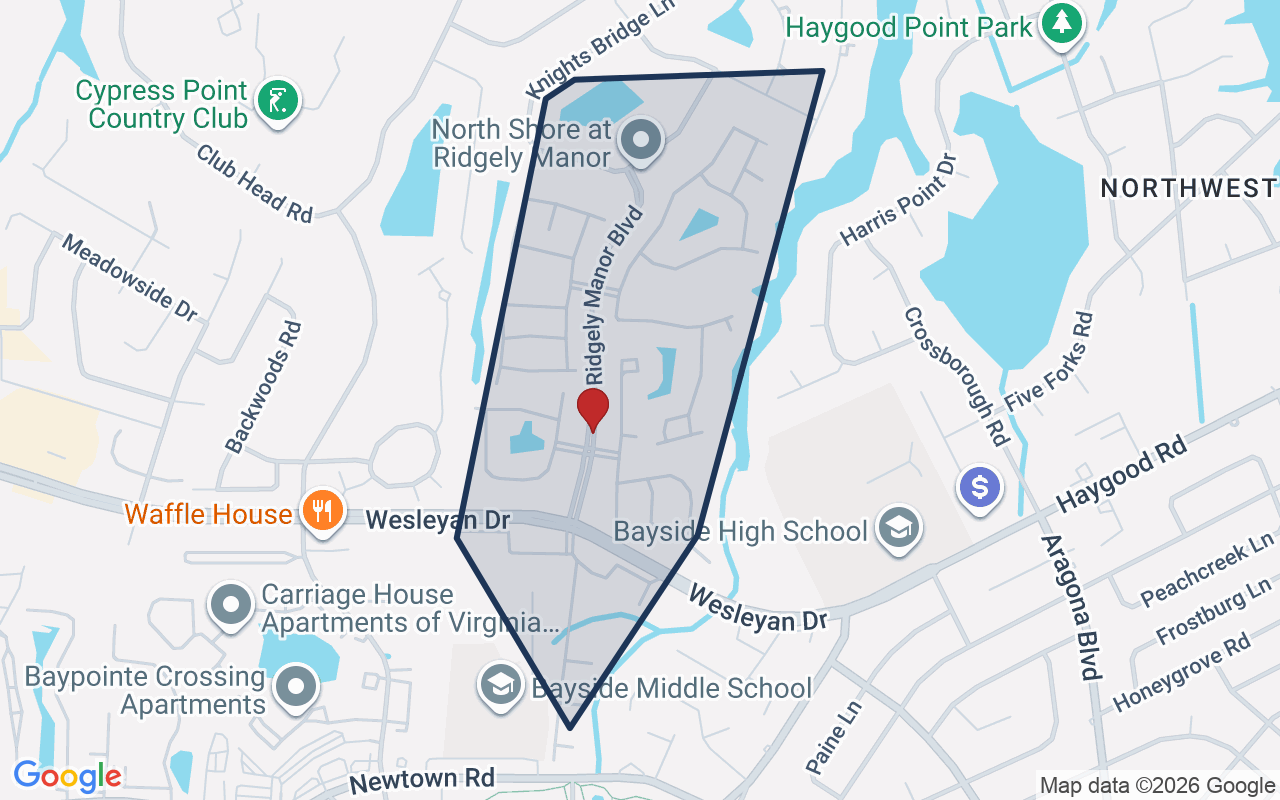 Map of Ridgley Manor with neighborhood boundary