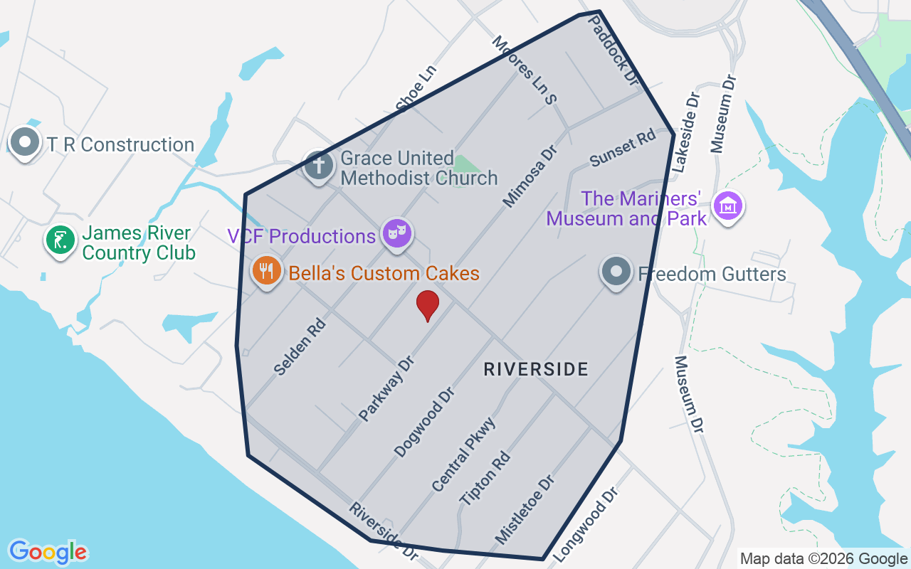 Map of Riverside with neighborhood boundary