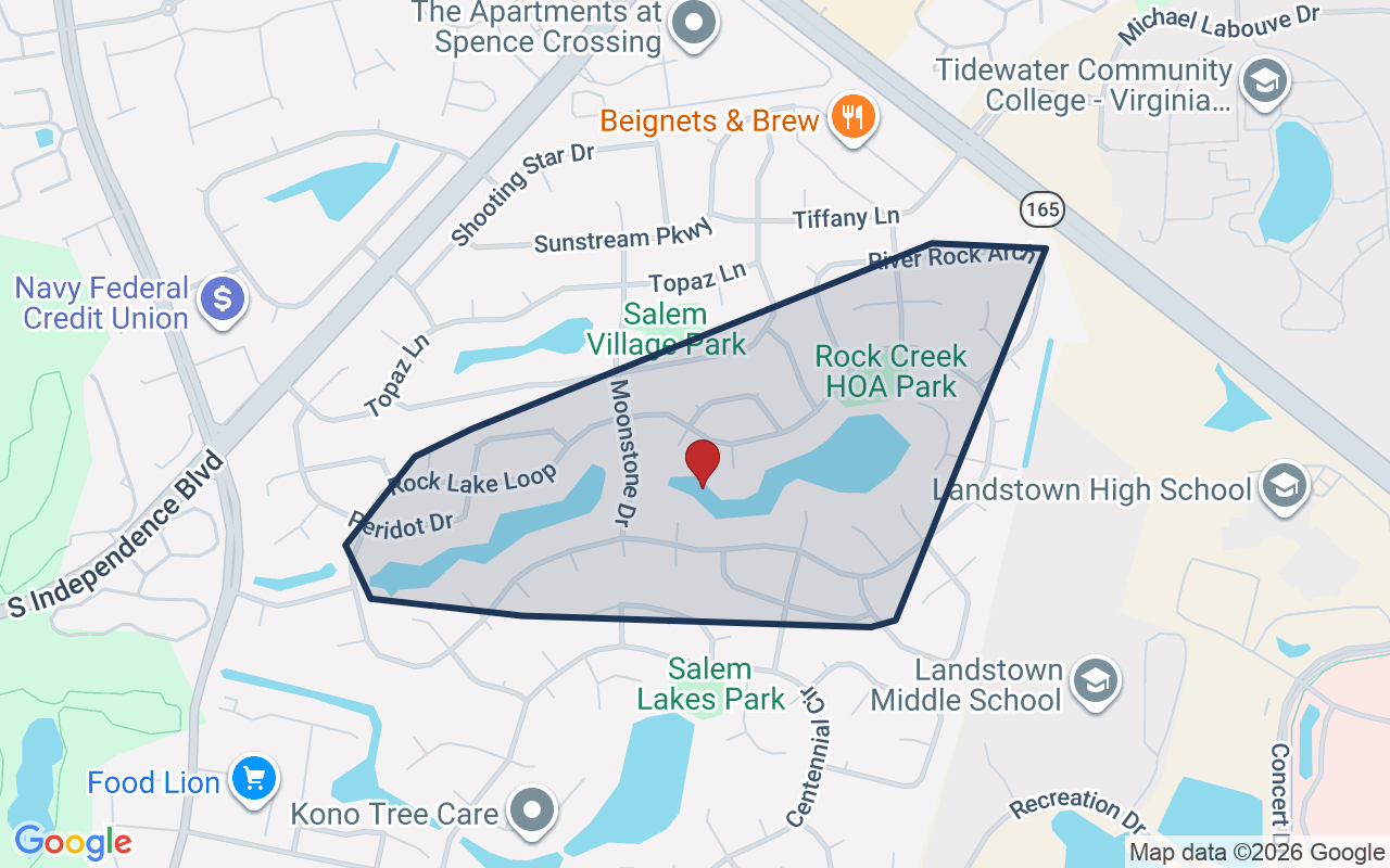 Map of Rock Creek with neighborhood boundary