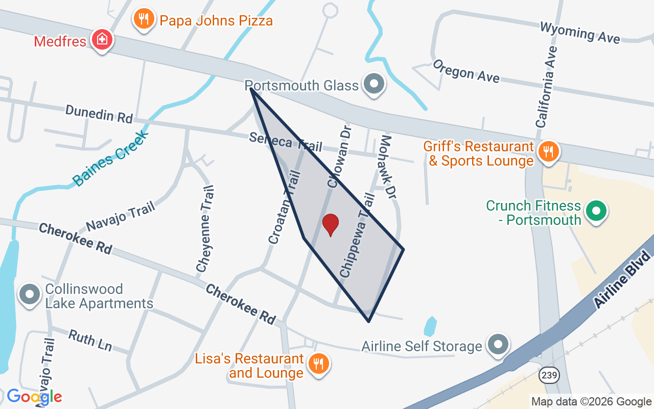Map of Rollingwood with neighborhood boundary
