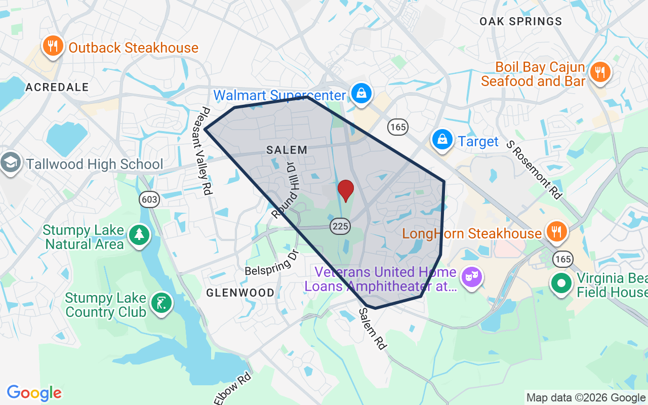 Map of Salem with neighborhood boundary
