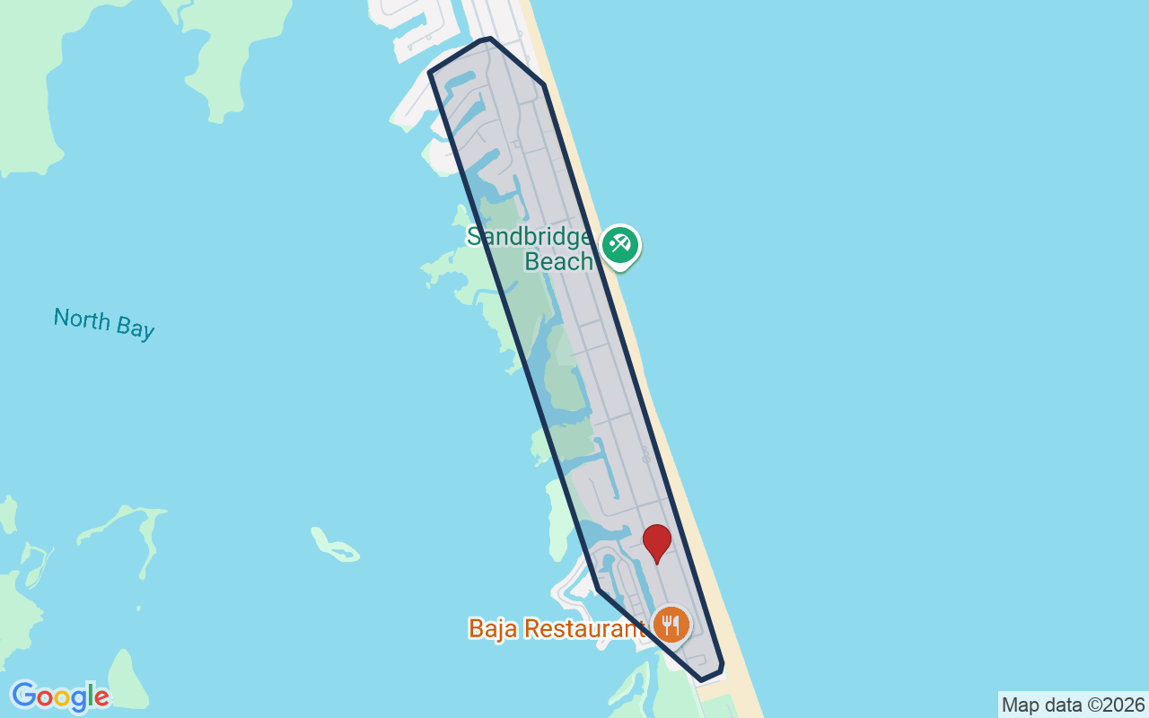 Map of Sandbridge with neighborhood boundary