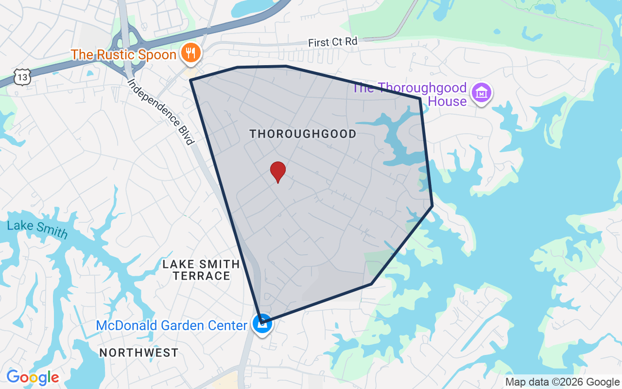 Map of Thoroughgood with neighborhood boundary