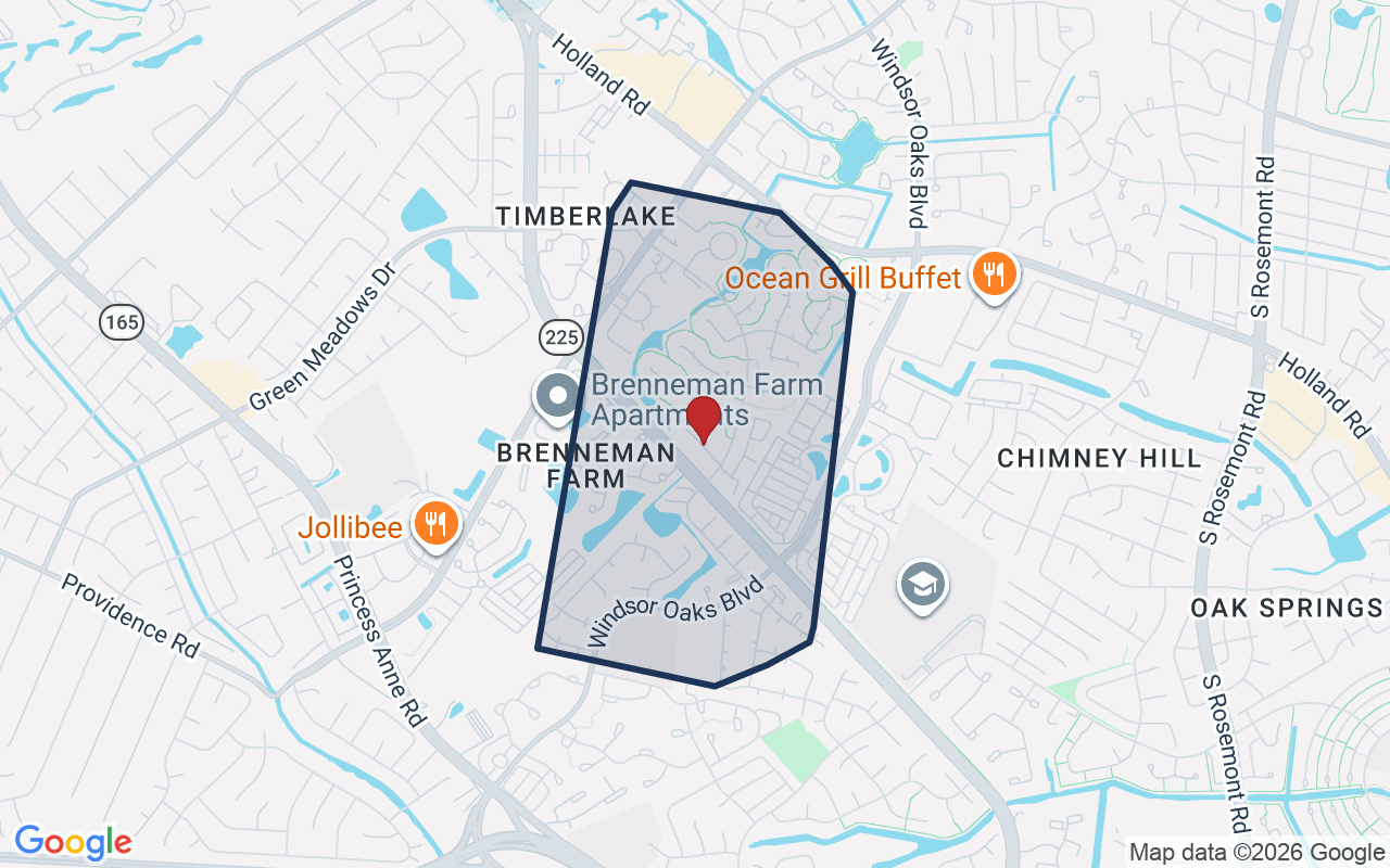 Map of Timberlake with neighborhood boundary