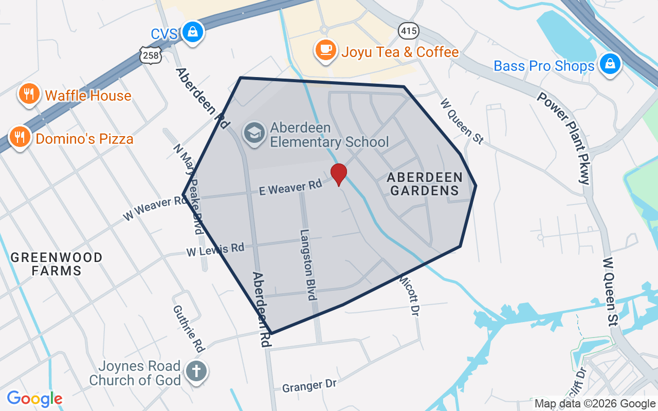 Map of Aberdeen Gardens with neighborhood boundary