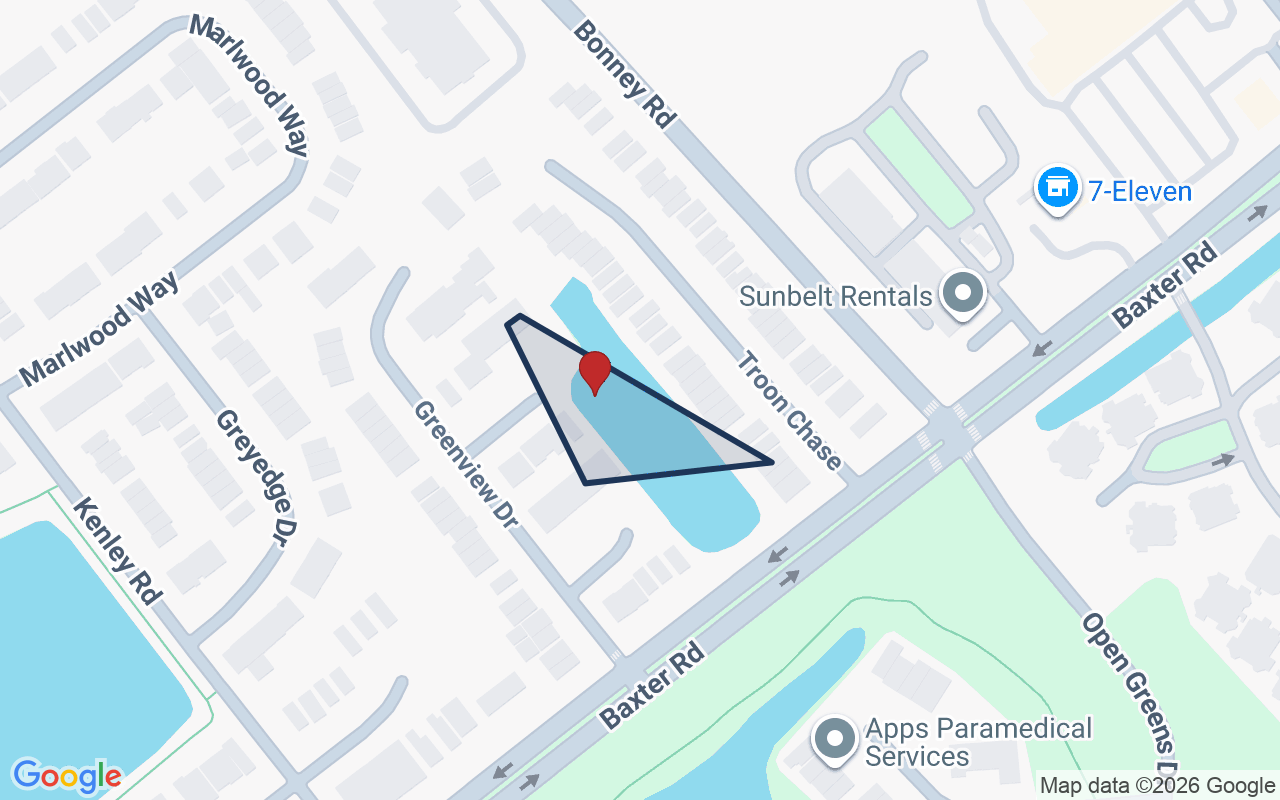 Map of Baxter Woods with neighborhood boundary
