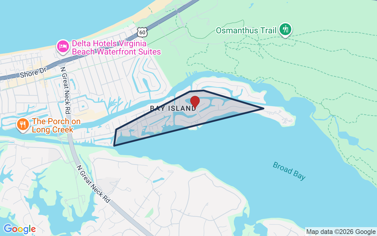 Map of Bay Island with neighborhood boundary