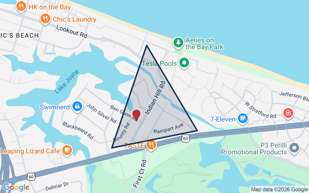 Map of Baylake Pines with neighborhood boundary