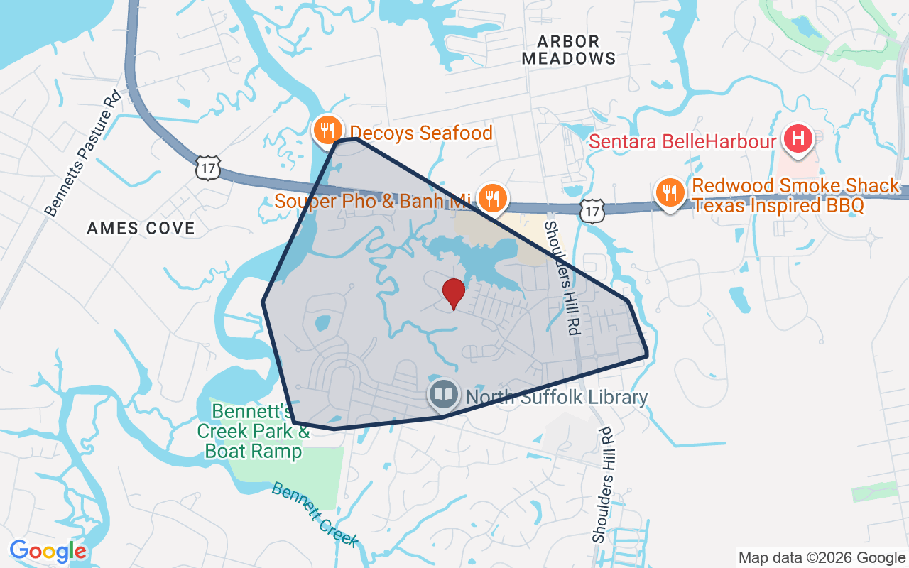 Map of Bennett's Creek with neighborhood boundary