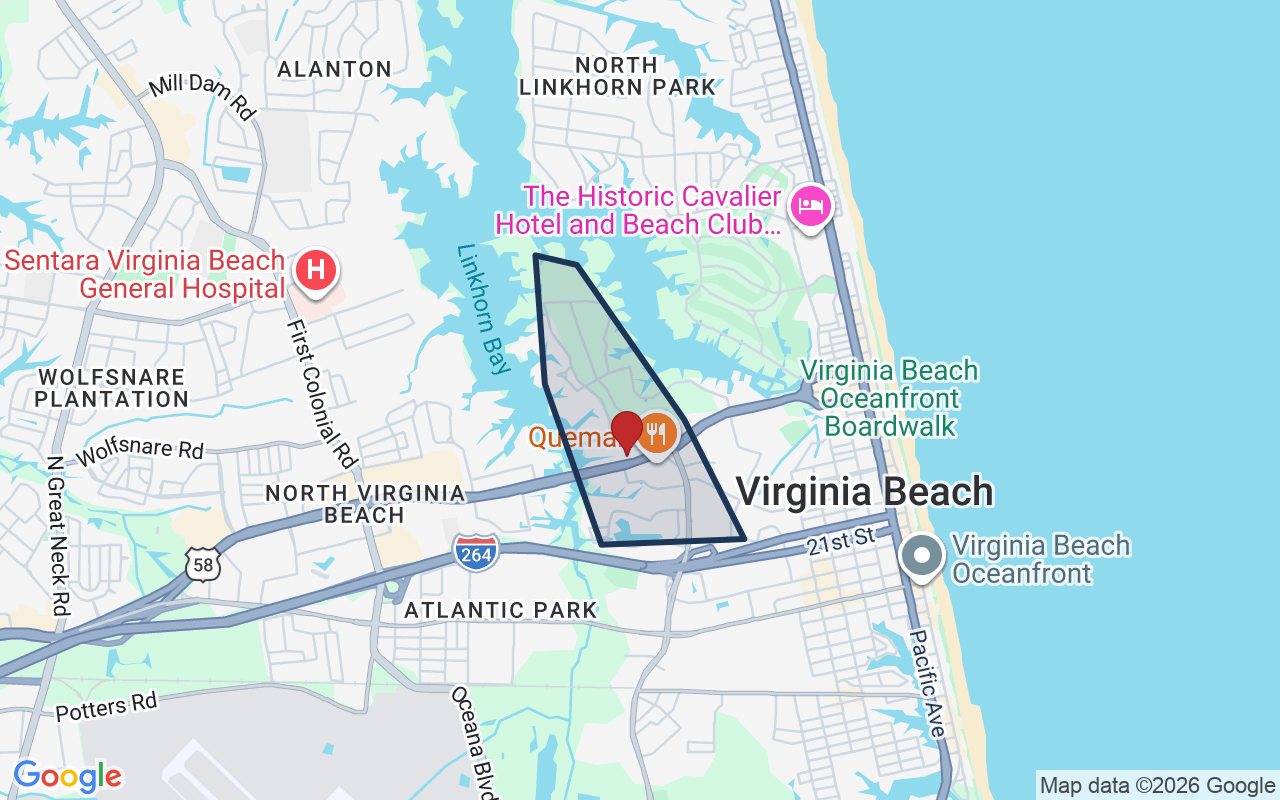 Map of Birdneck with neighborhood boundary