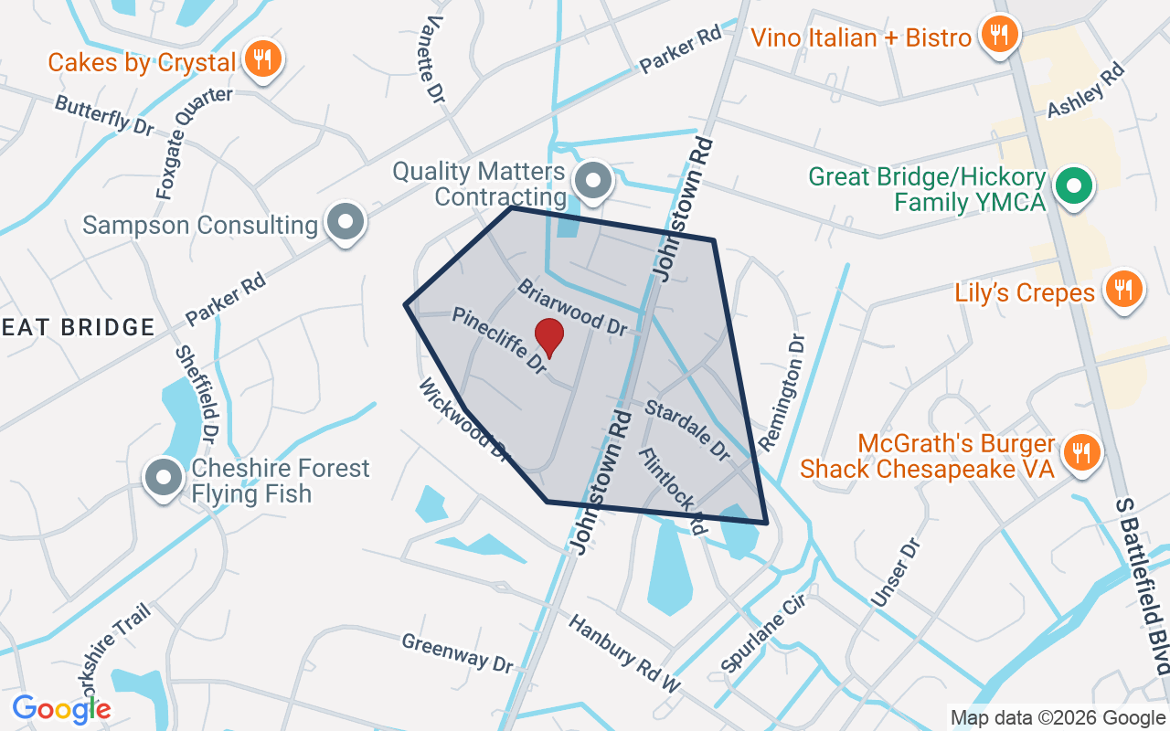 Map of Briarwood with neighborhood boundary