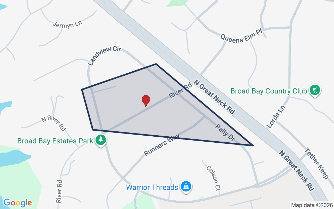 Map of Broad Bay Estates with neighborhood boundary