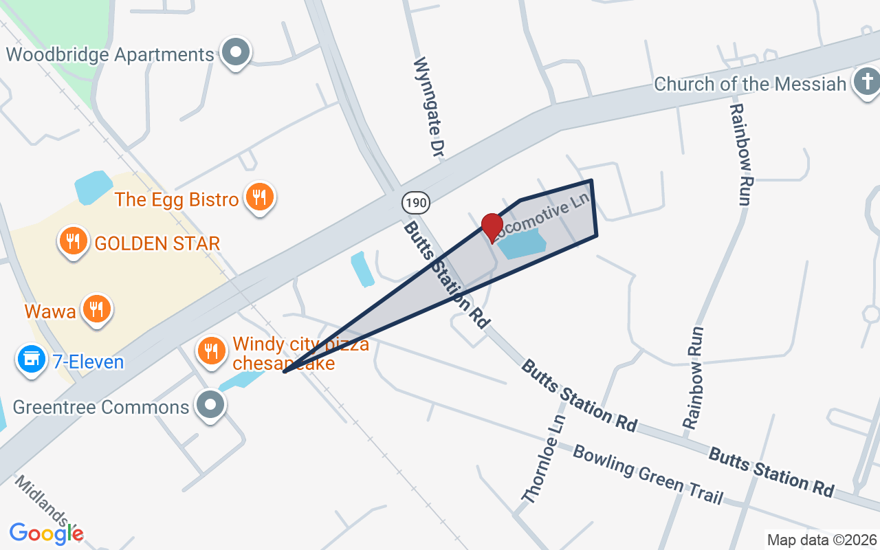 Map of Butts Station with neighborhood boundary