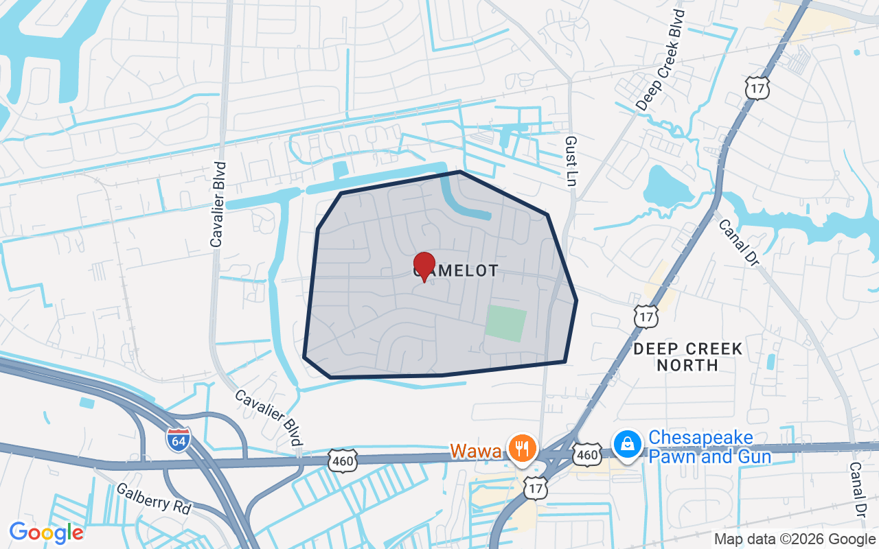 Map of Camelot with neighborhood boundary