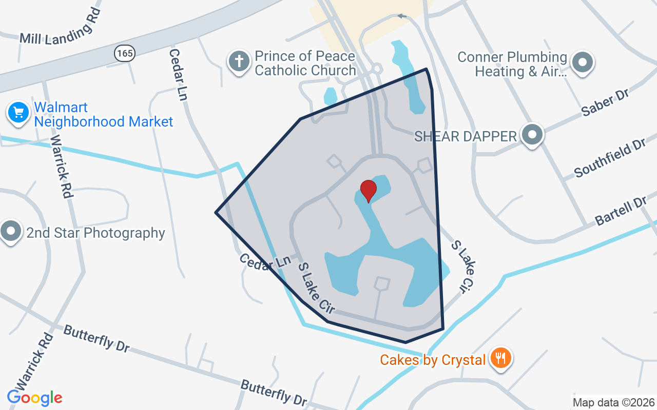 Map of Cedar Lakes with neighborhood boundary