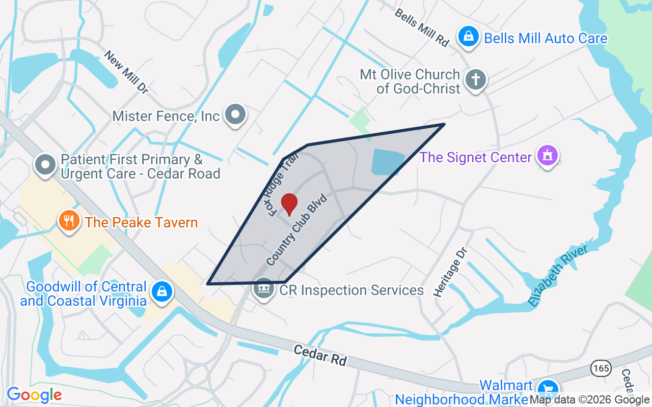 Map of Cedarwood with neighborhood boundary