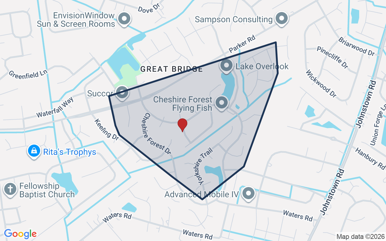 Map of Cheshire Forest with neighborhood boundary