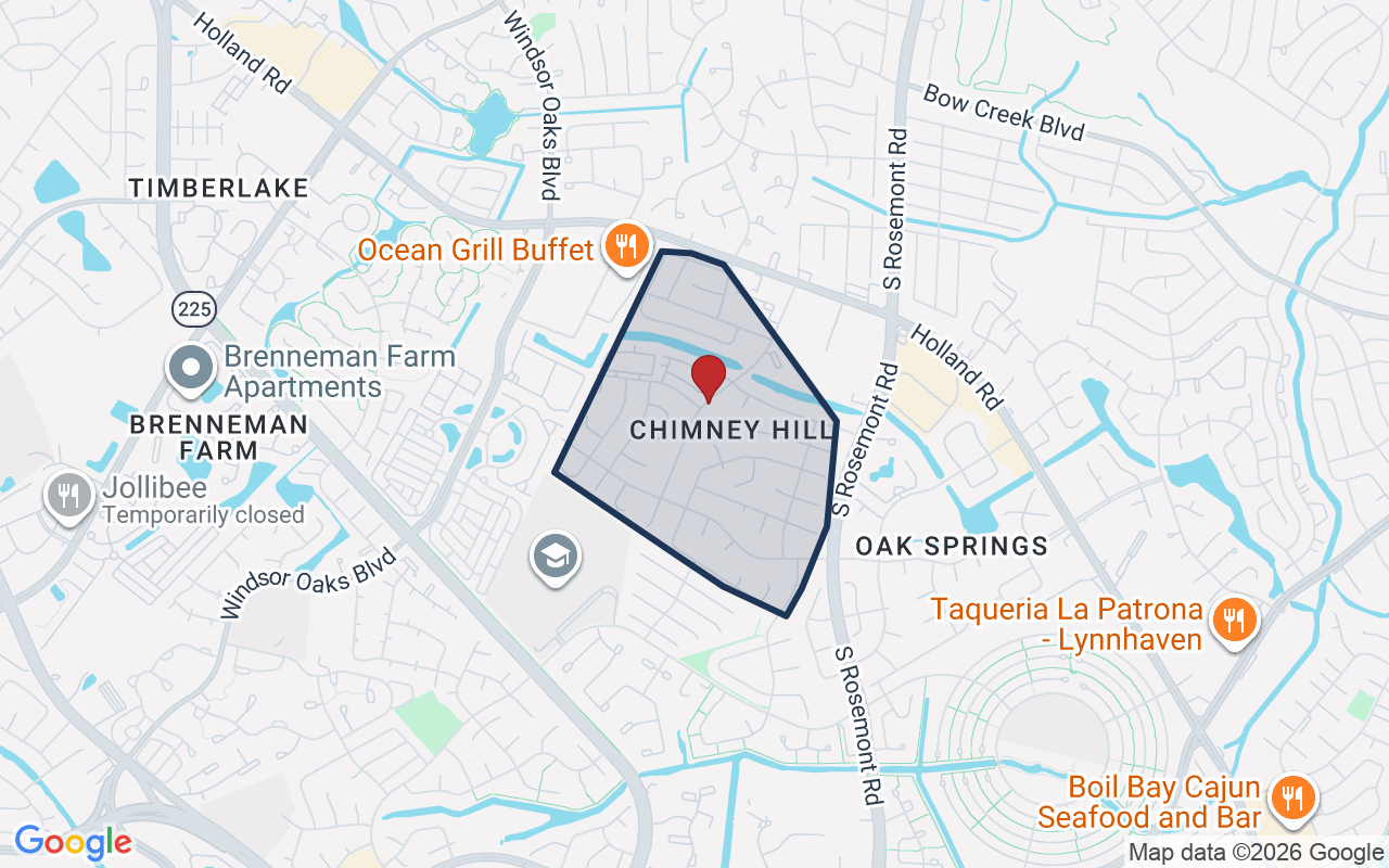 Map of Chimney Hill with neighborhood boundary