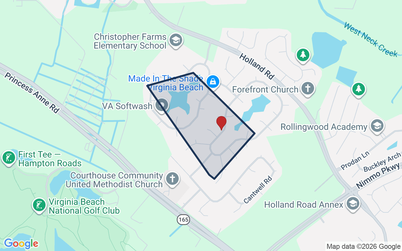 Map of Christopher Farms with neighborhood boundary