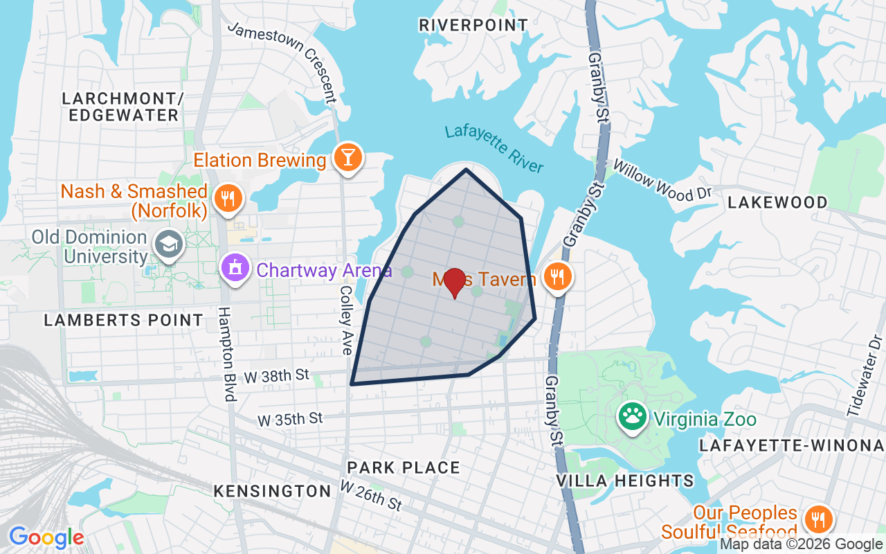 Map of Colonial Place with neighborhood boundary