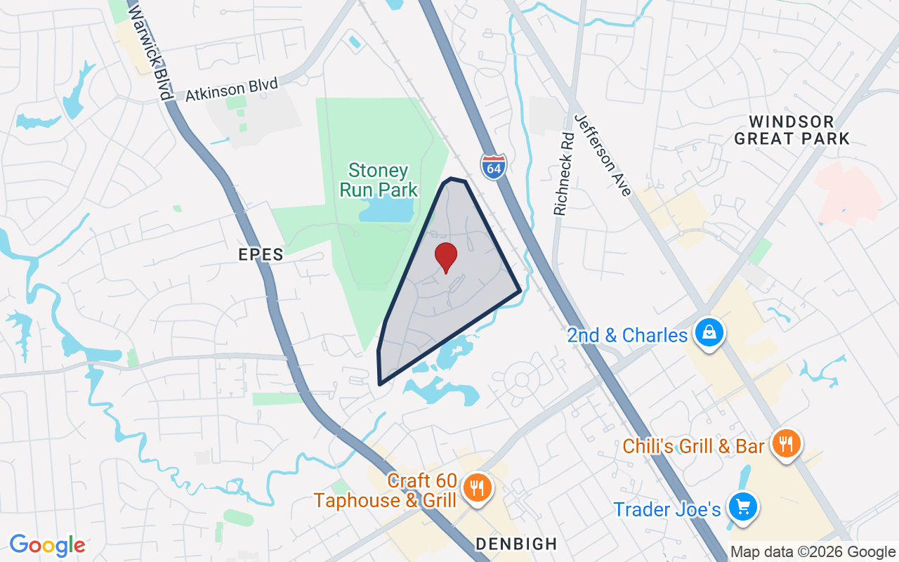 Map of Courthouse Green with neighborhood boundary