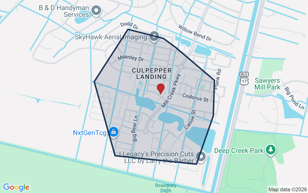 Map of Culpepper Landing with neighborhood boundary