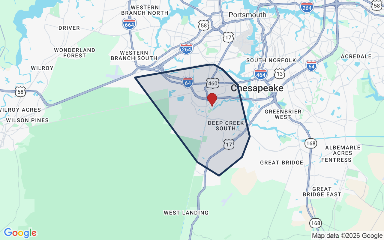 Map of Deep Creek with neighborhood boundary