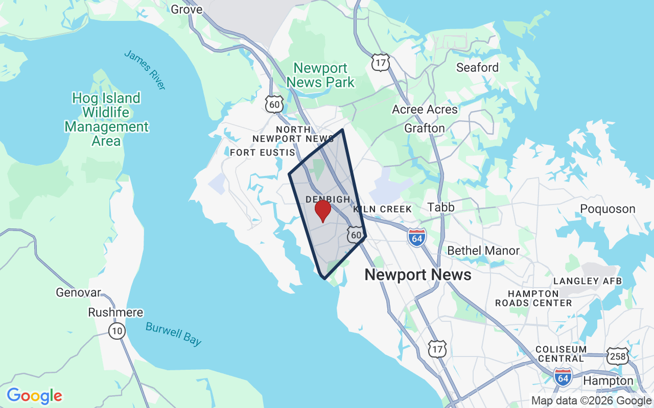 Map of Denbigh with neighborhood boundary