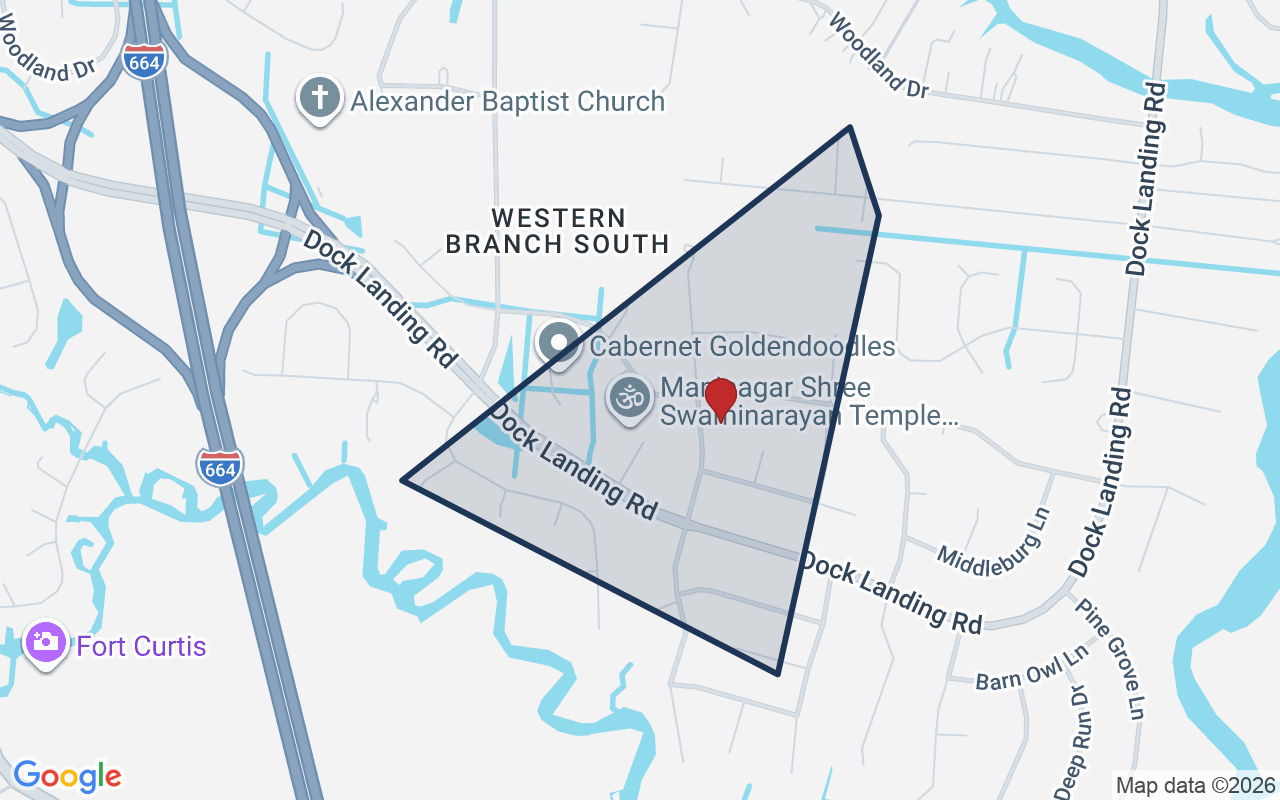 Map of Dock Landing with neighborhood boundary
