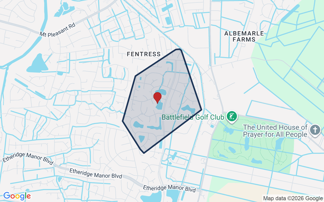 Map of Etheridge Lakes with neighborhood boundary