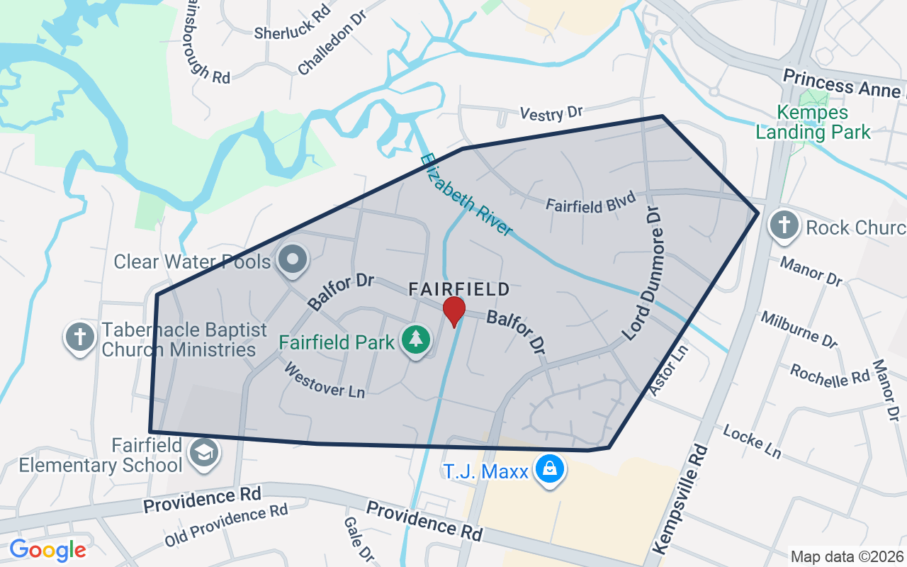 Map of Fairfield with neighborhood boundary