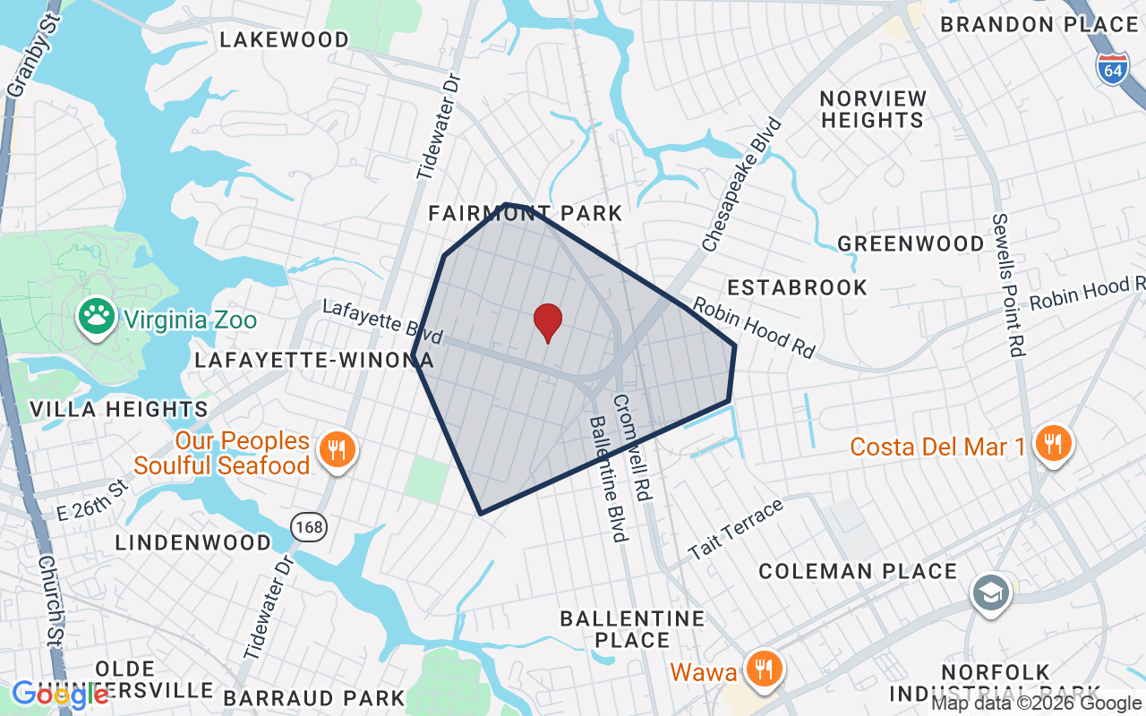 Map of Fairmount Park with neighborhood boundary