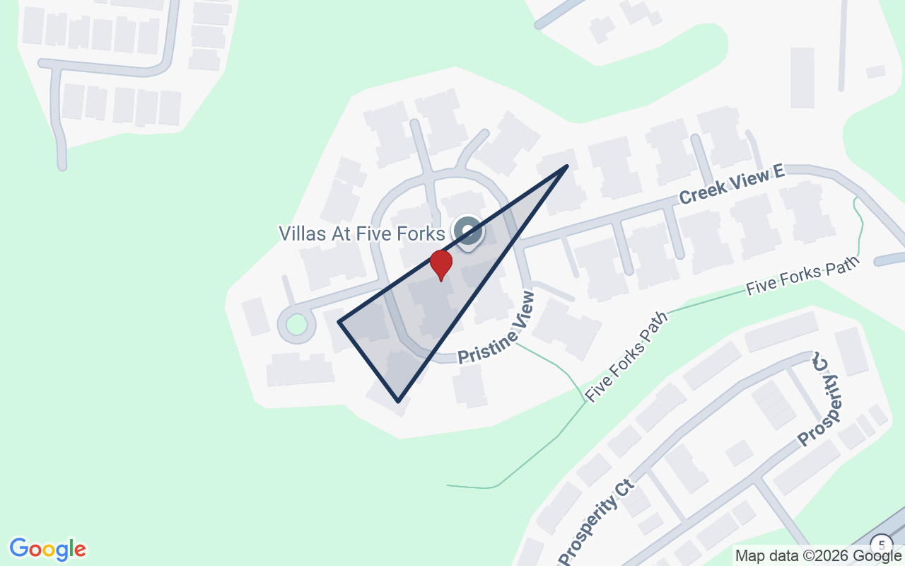 Map of Five Forks with neighborhood boundary