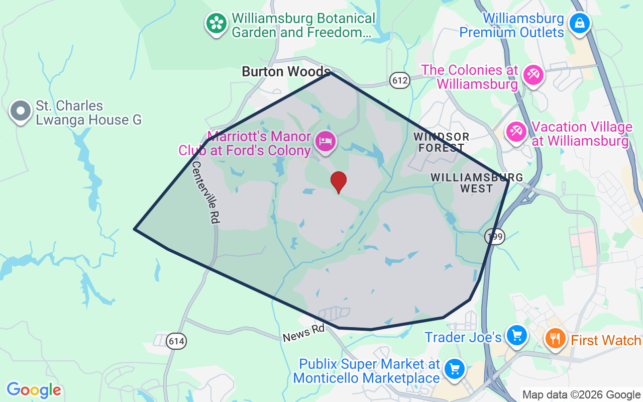 Map of Fords Colony with neighborhood boundary