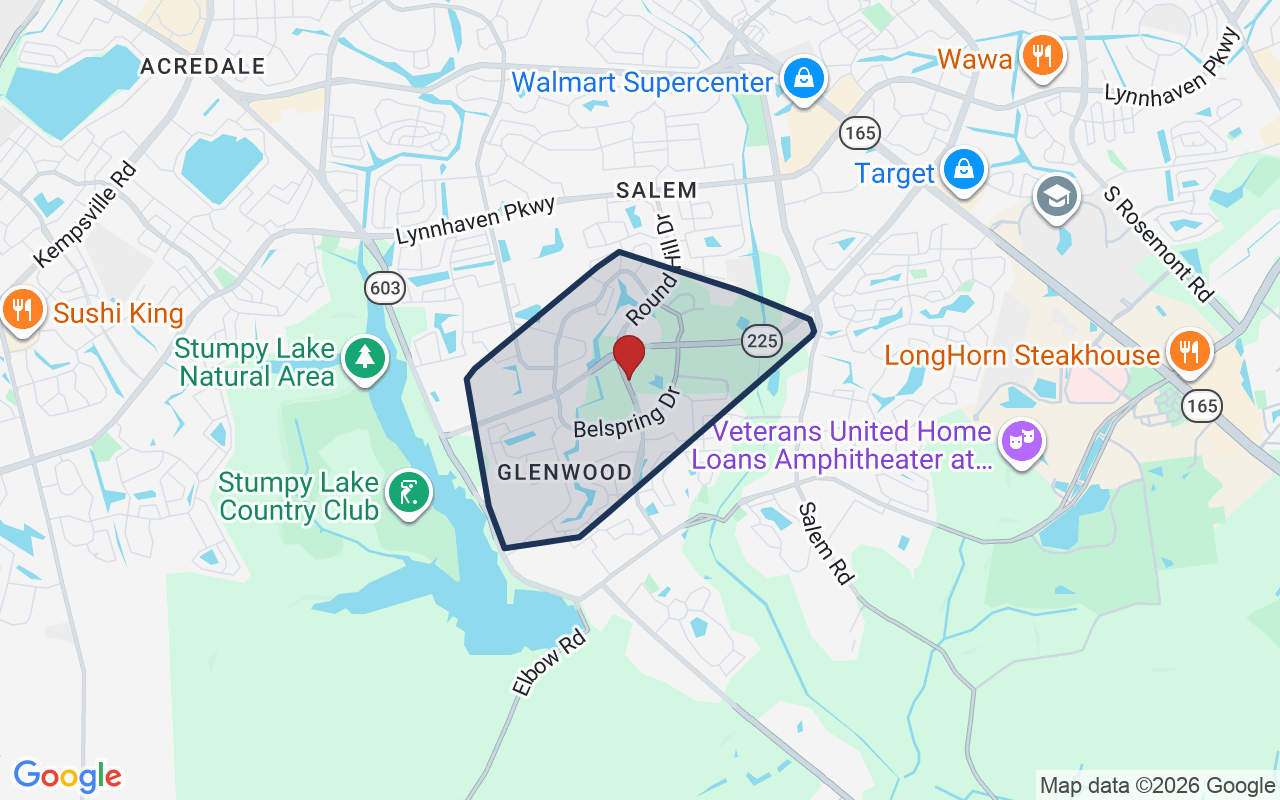Map of Glenwood with neighborhood boundary