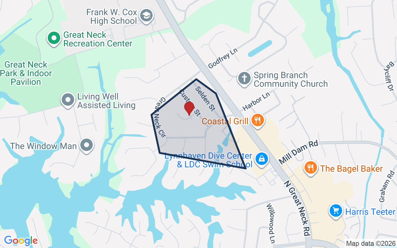 Map of Great Neck Estates with neighborhood boundary