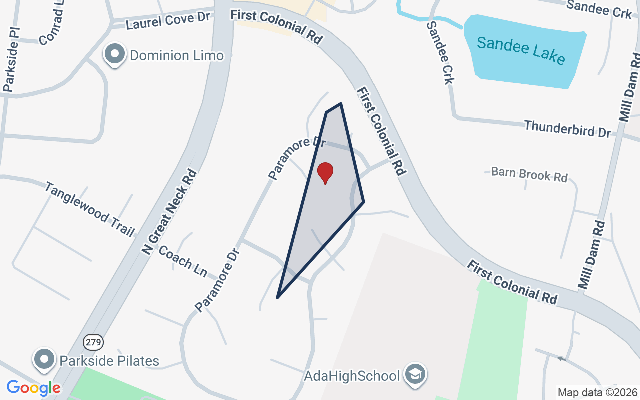 Map of Great Neck Farms with neighborhood boundary