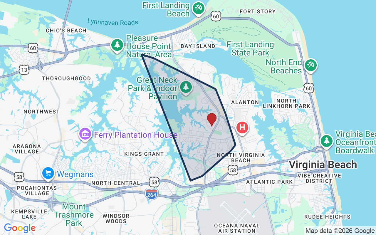 Map of Great Neck with neighborhood boundary