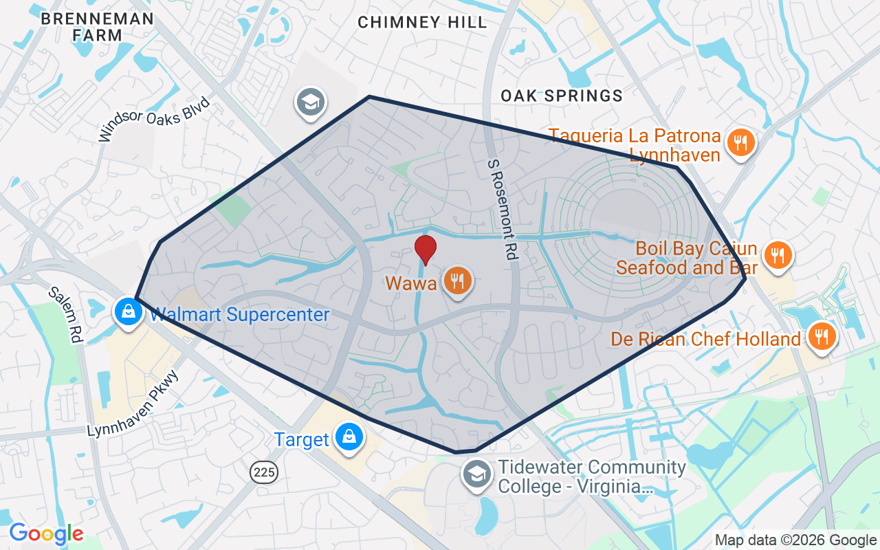 Map of Green Run with neighborhood boundary